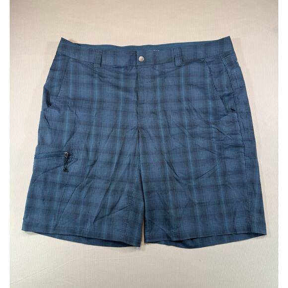 Columbia Omni-Wick Plaid Golf Hiking Shorts Blue 42W 12” Inseam - Picture 1 of 8